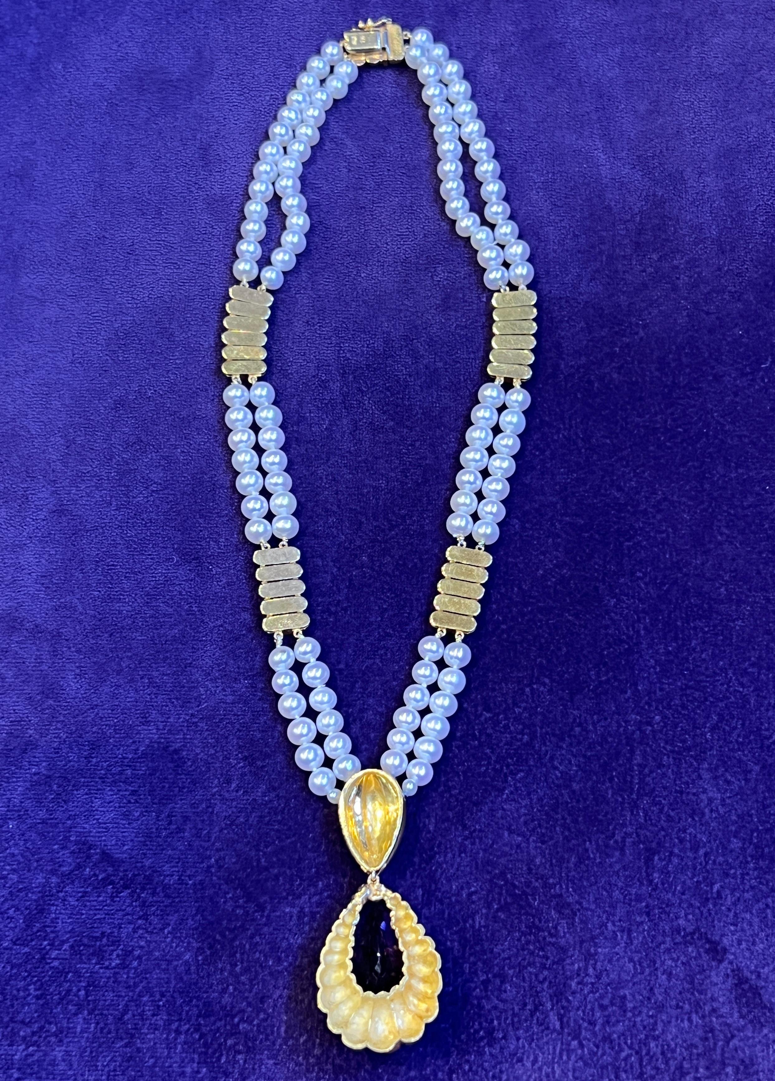 Collana di perle e ametista in vendita 4