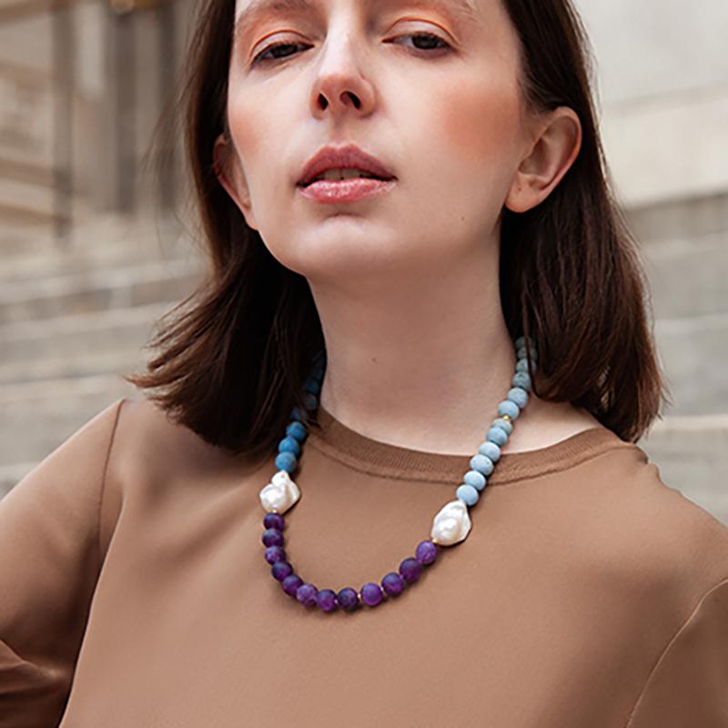 Pearl Amethyst Seaside Necklace - by Bombyx House For Sale 2