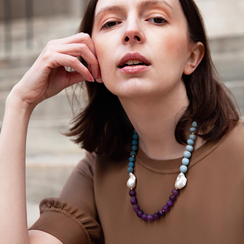Pearl Amethyst Seaside Necklace - by Bombyx House For Sale 3