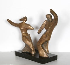 Dancing Couple, Table-Top Bronze Sculpture by Pearl Amsel