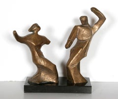 Dancing Couple, Table-Top Bronze Sculpture by Pearl Amsel