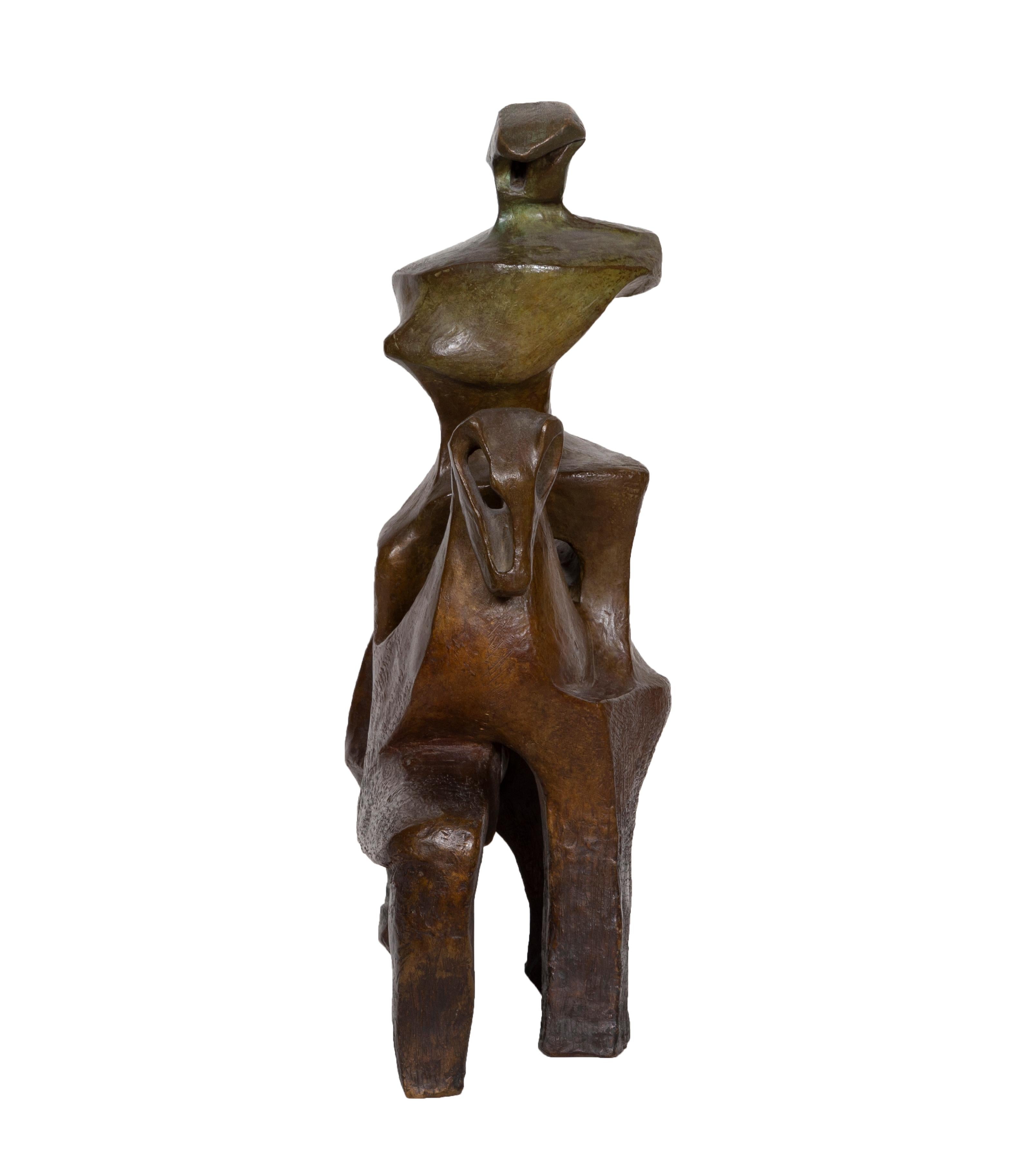 Modern Cubist sculpture by Pearl Amstel of a Horse and Rider. 

Artist: Pearl Amsel (1931 - )
Title: Untitled - Horse and Rider 
Year: 1974
Medium: Bronze Sculpture, signature and date inscribed 
Size: 20 x 13 x 7 inches [50.8 x 33.02 x 17.18 cm]