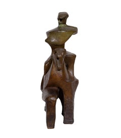 Cheval et cavalier, sculpture cubiste en bronze de Pearl Amsel