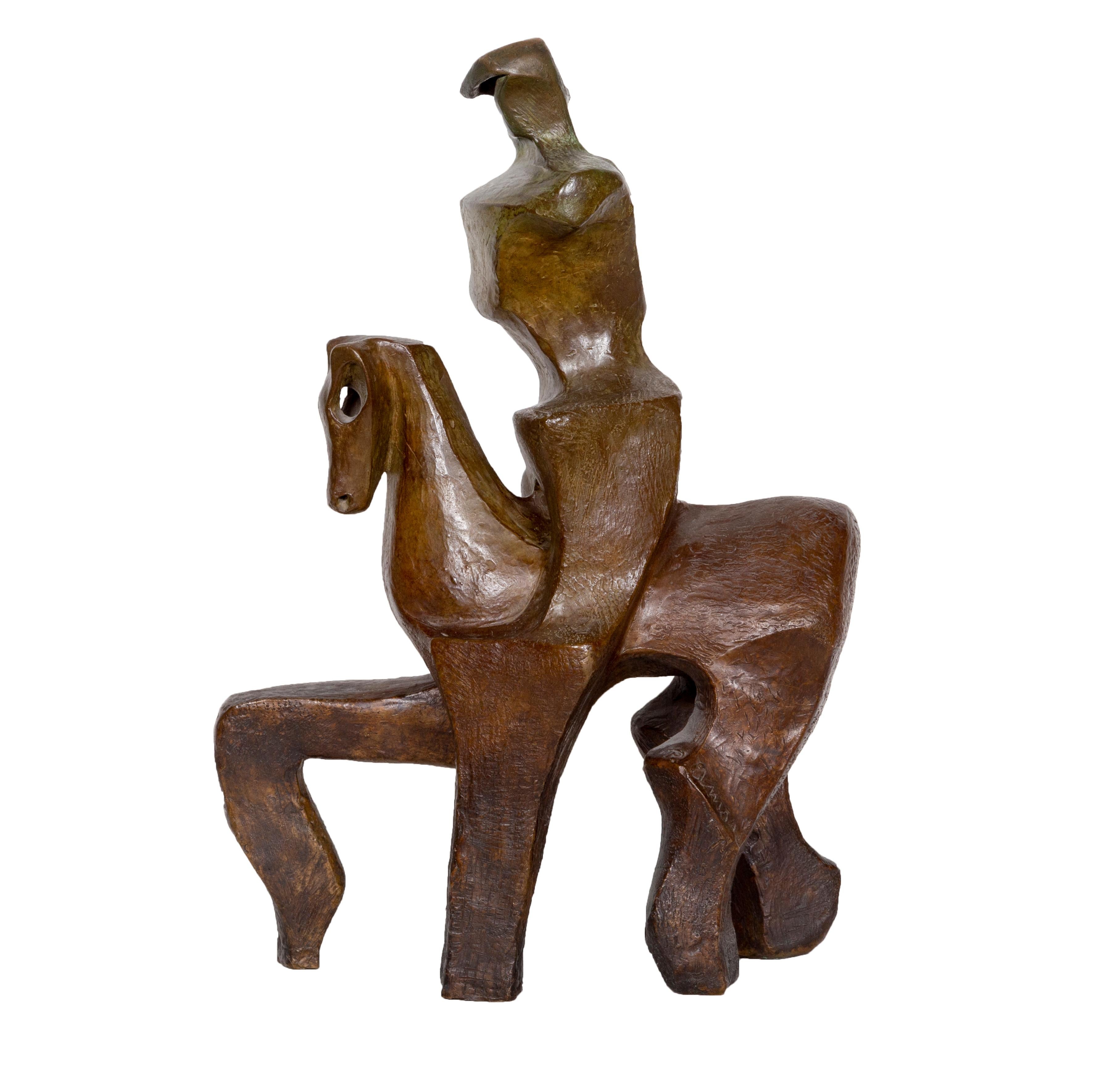 Horse and Rider, Bronze Sculpture by Pearl Amsel For Sale 3