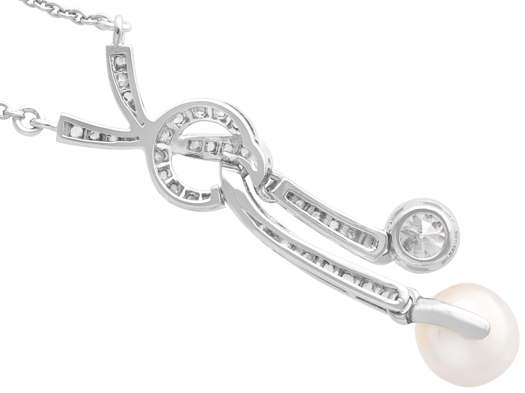 Collana con perle, diamanti da 0,67 carati e oro bianco 12k - Antica CIRCA 1910 In condizioni ottime in vendita a Jesmond, Newcastle Upon Tyne