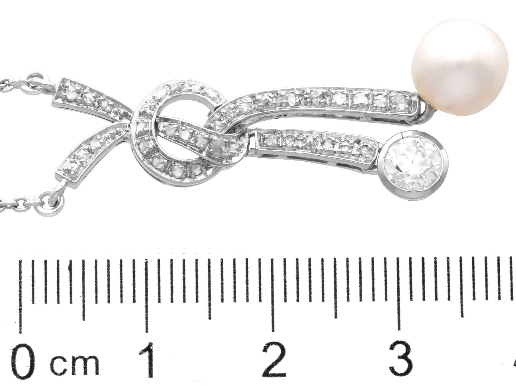 da uomo o donna Collana con perle, diamanti da 0,67 carati e oro bianco 12k - Antica CIRCA 1910 in vendita