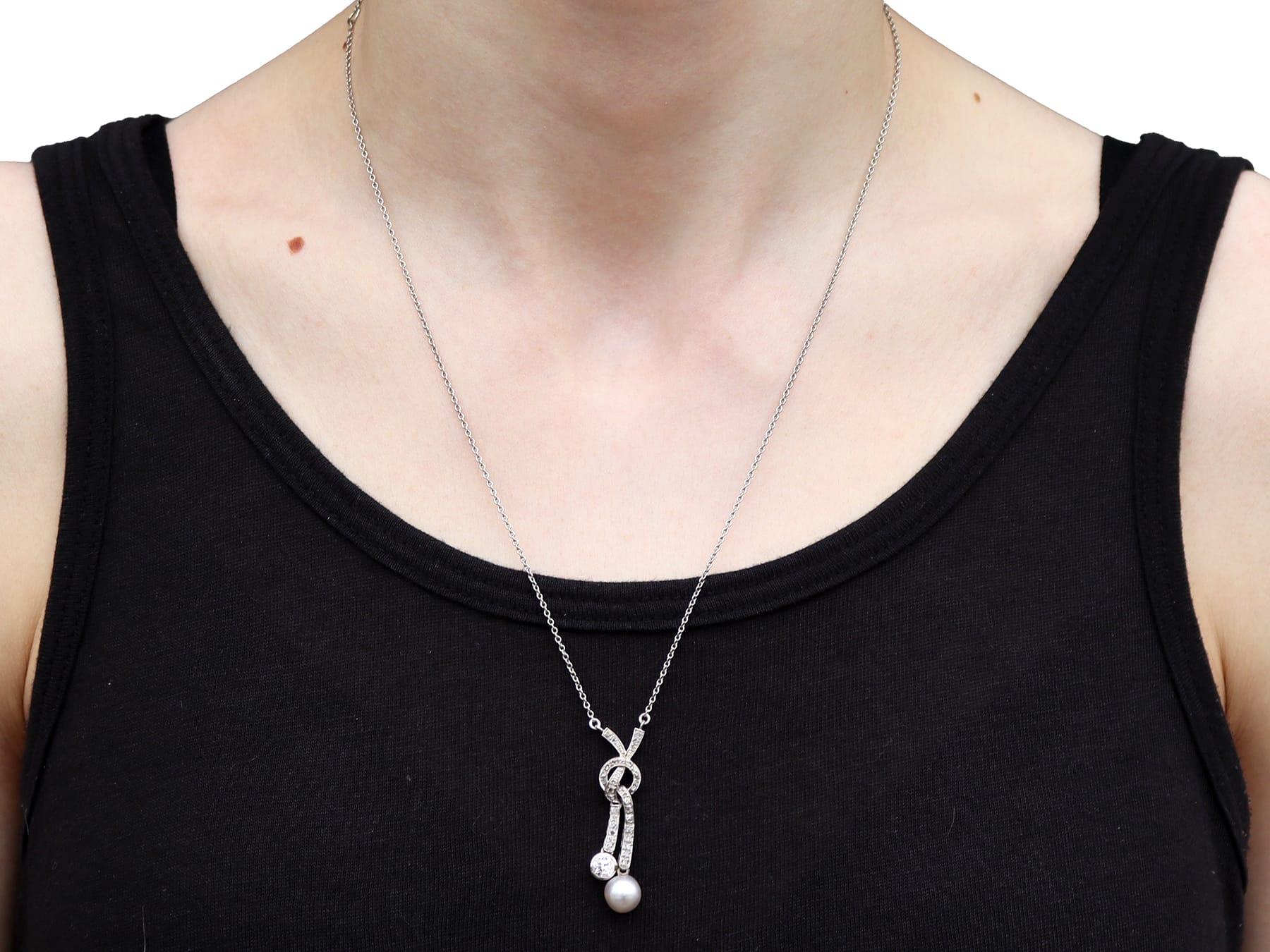 Collana con perle, diamanti da 0,67 carati e oro bianco 12k - Antica CIRCA 1910 in vendita 1