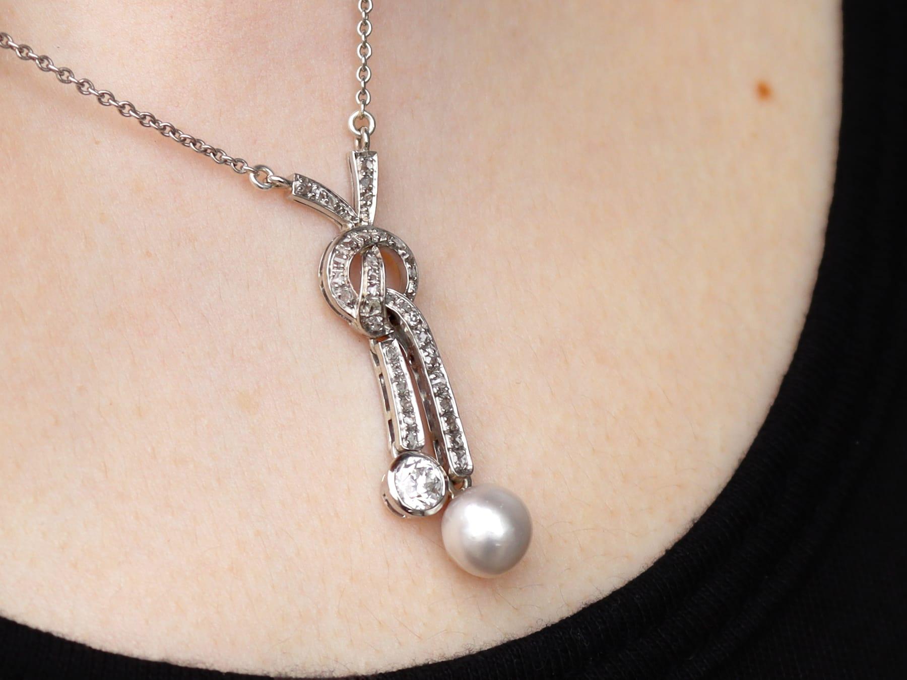 Collana con perle, diamanti da 0,67 carati e oro bianco 12k - Antica CIRCA 1910 in vendita 2