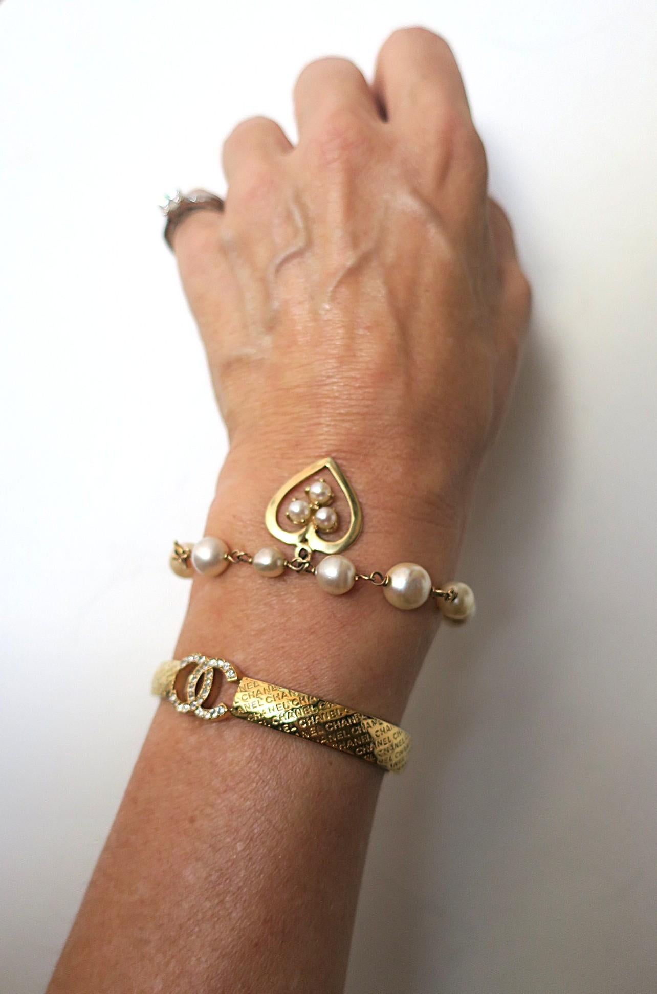 Bracciale con perle e cuore in oro 14 carati in vendita 5