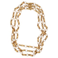 Halskette aus Perlen und 18 Karat Gelbgold von Bvlgari, um 1990