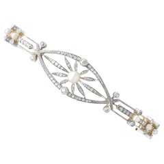 Pearl and 2.55 Carat Diamond and 9k Yellow Gold Bracelet - Used Circa 1890