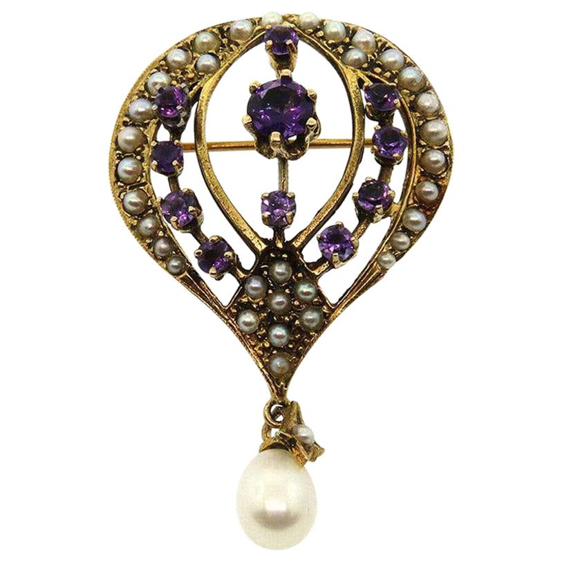 .12 Carat Diamond Pearl Rose Gold Star Brooch Pendant For Sale at 1stDibs