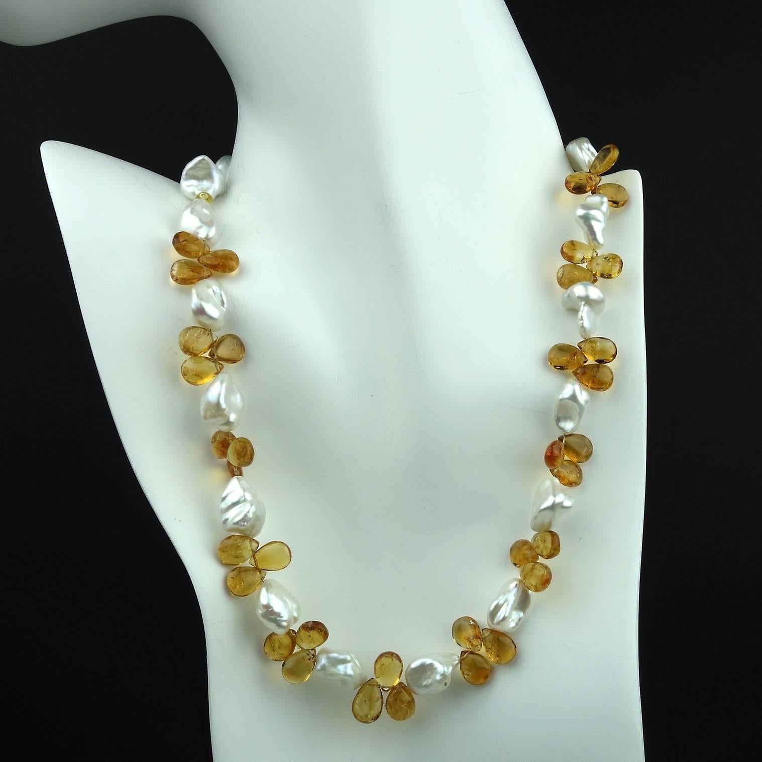 Pearl and Citrine Briolette Necklace 1