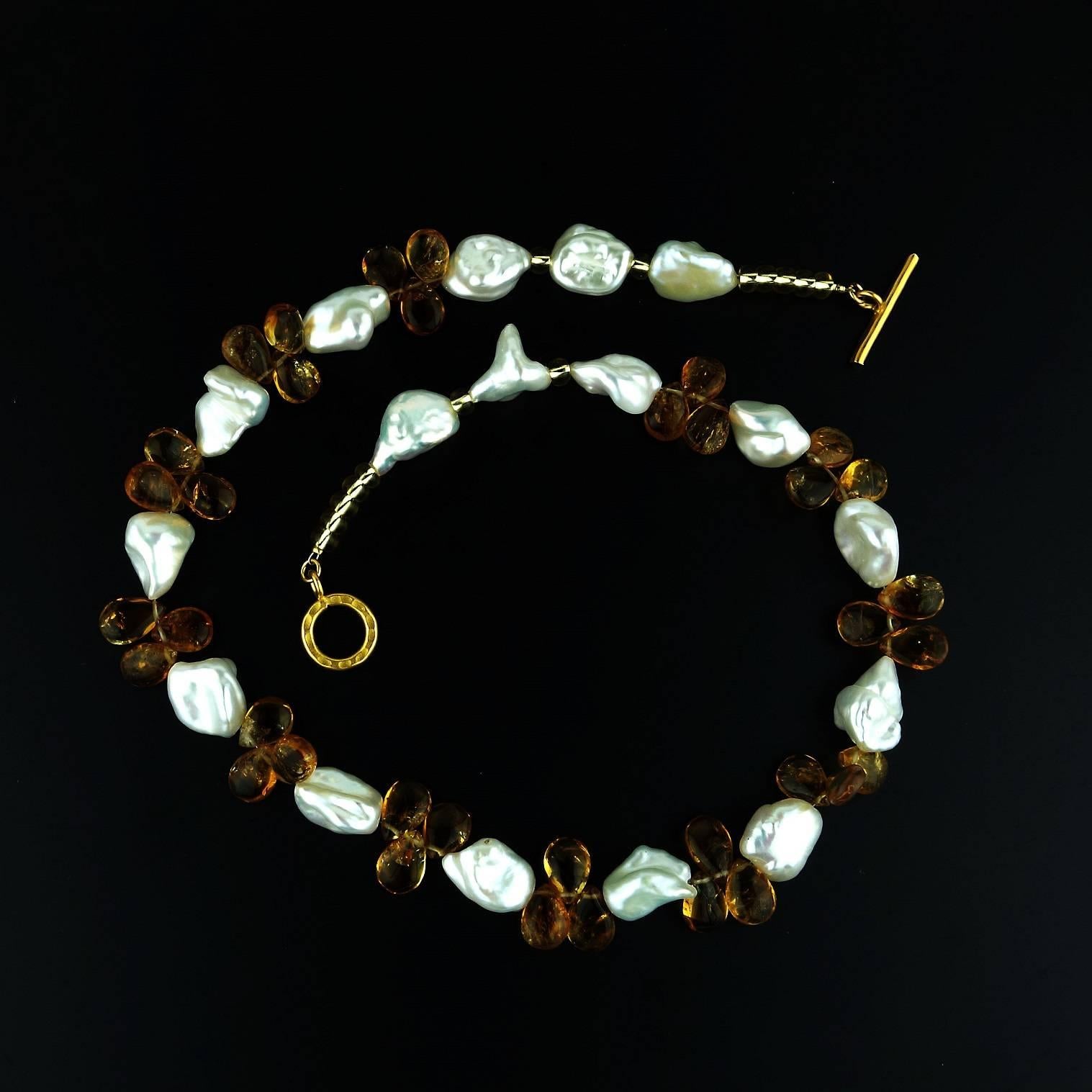 Pearl and Citrine Briolette Necklace 3