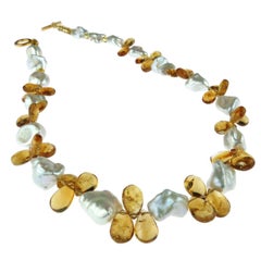 Pearl and Citrine Briolette Necklace