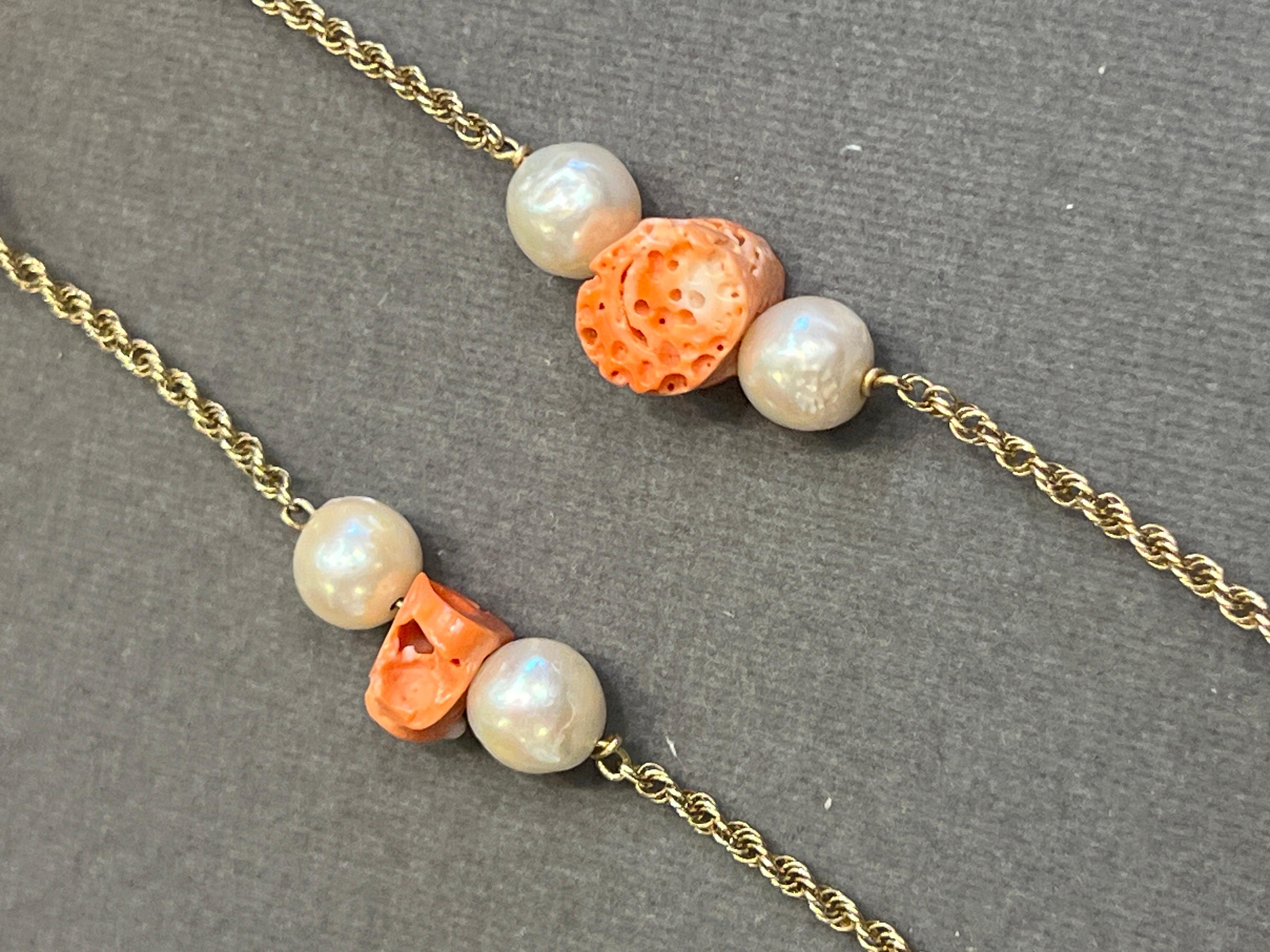 Collana di perle e corallo in vendita 1
