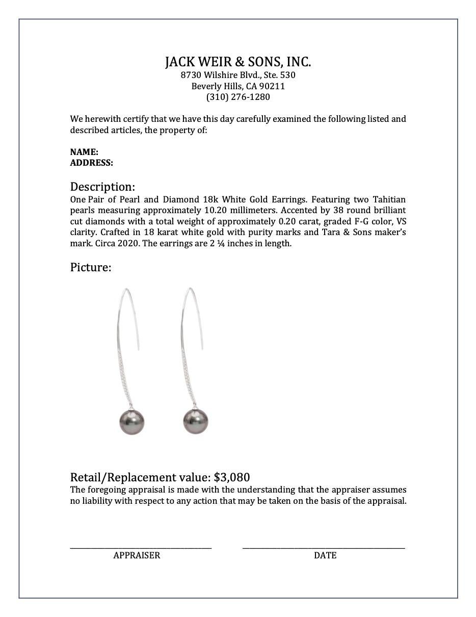 Pearl and Diamond 18k White Gold Earrings For Sale 1