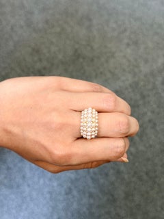 Pearl and Diamond 18K Yellow Gold Cluster Ring