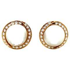Vintage Pearl and Diamond 18k Yellow Gold Earclips
