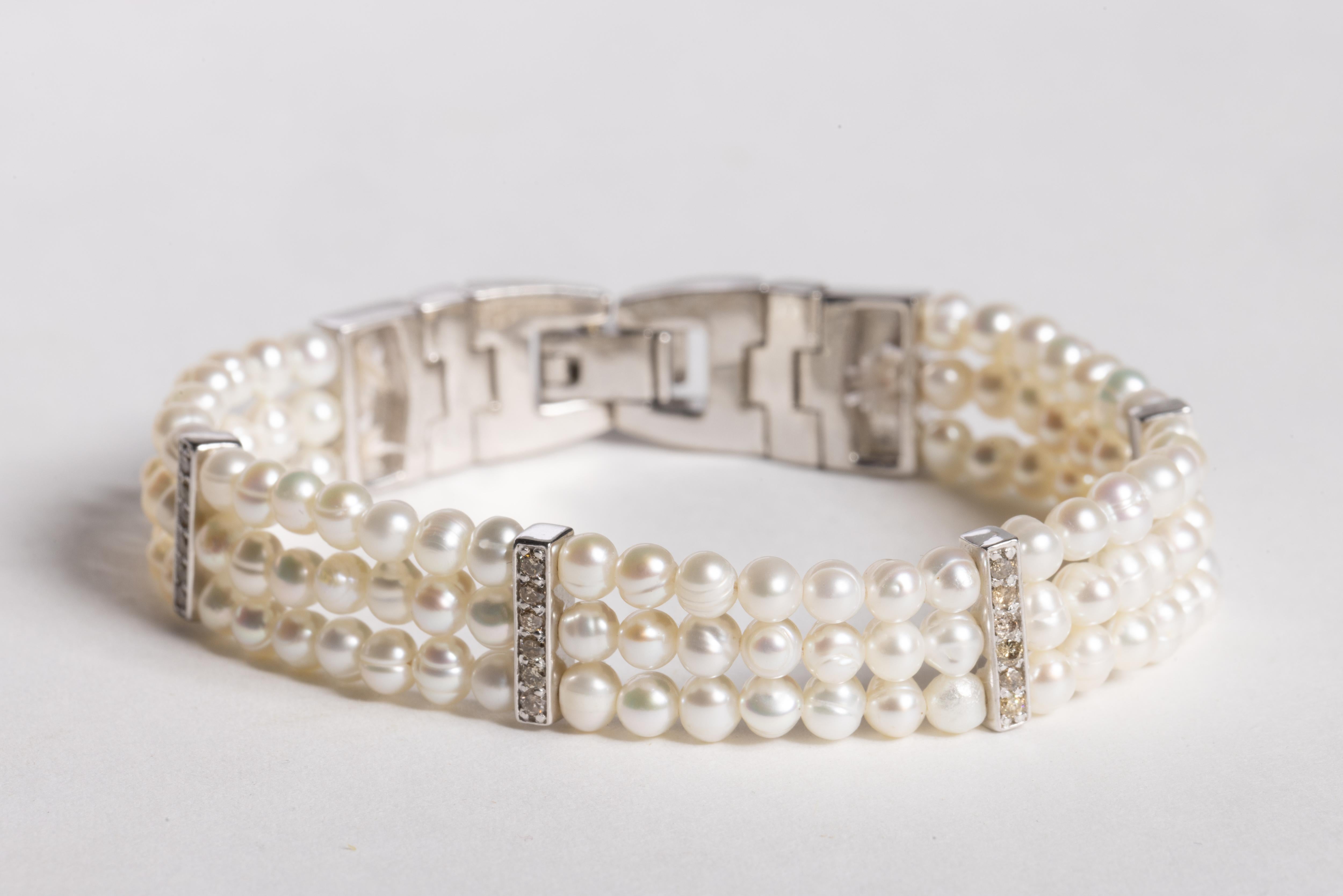 Perlen- und Diamantarmband mit Perlen im Zustand „Hervorragend“ im Angebot in Nantucket, MA