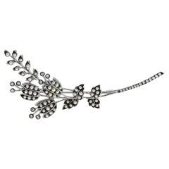 Used Pearl and Diamond Bouquet Brooch in 14K White Gold 