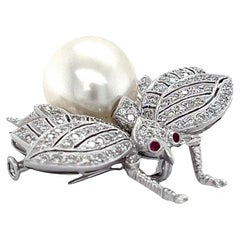 Pearl and Diamond Brooch Pin