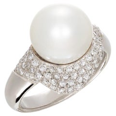Vintage Pearl and Diamond Classic Ring Set in Platinum