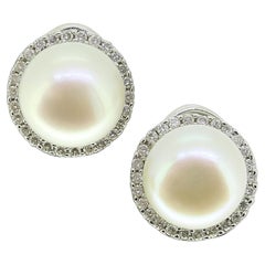 Pearl and Diamond Cluster Earrings