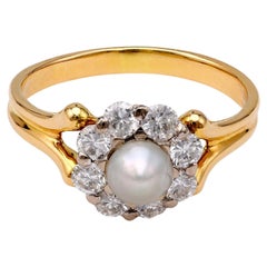 Pearl and Diamond Cluster Ring