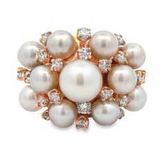 Pearl and Diamond Cluster Ring