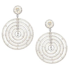 Pearl and Diamond Concentric Circle Earpendants by Umrao