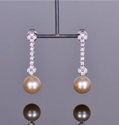 Pearl and Diamond Dangle Earrings