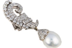 Pearl and Diamond Dangle Earrings
