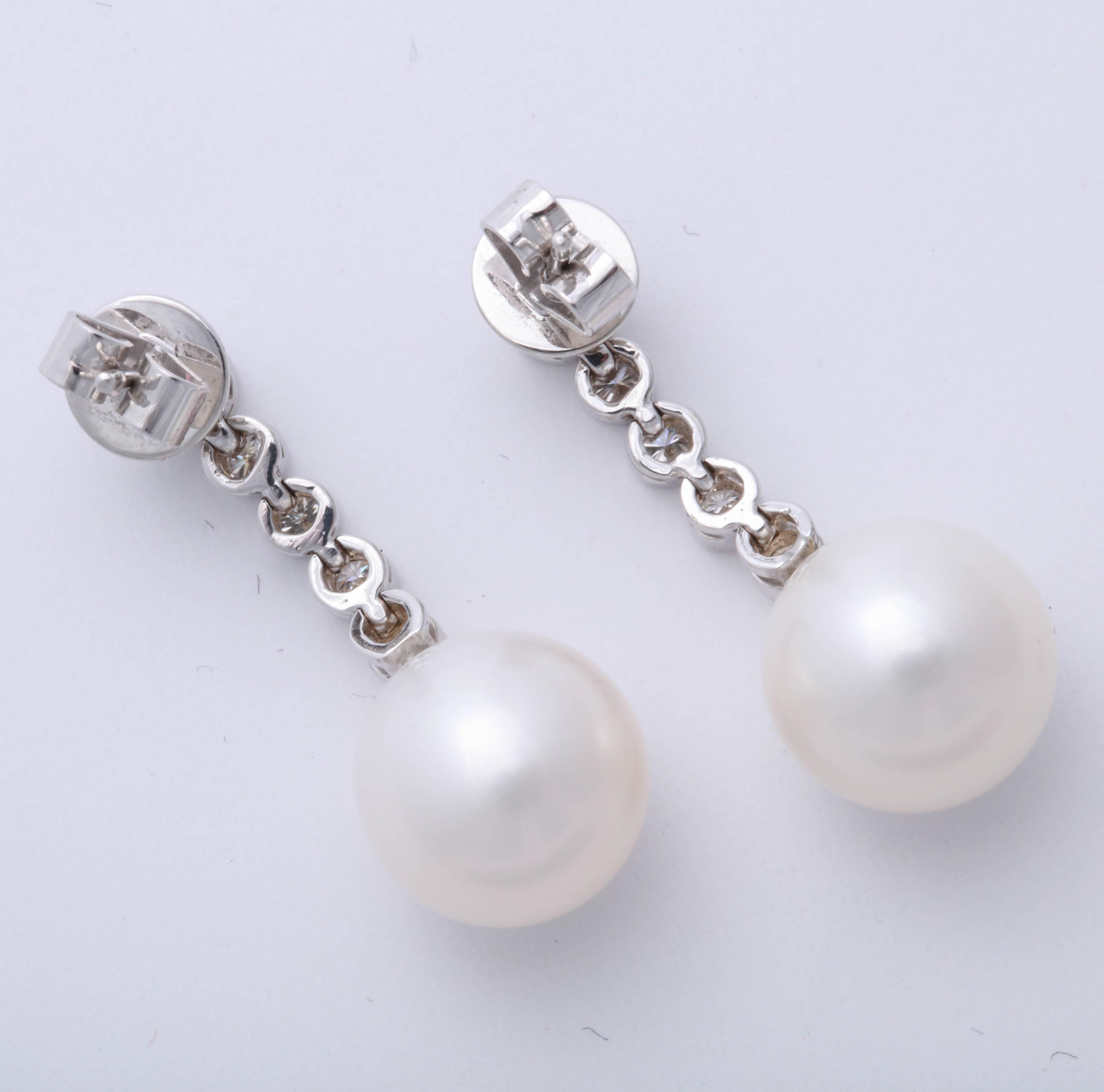 Pearl and Diamond Dangle Earrings 1