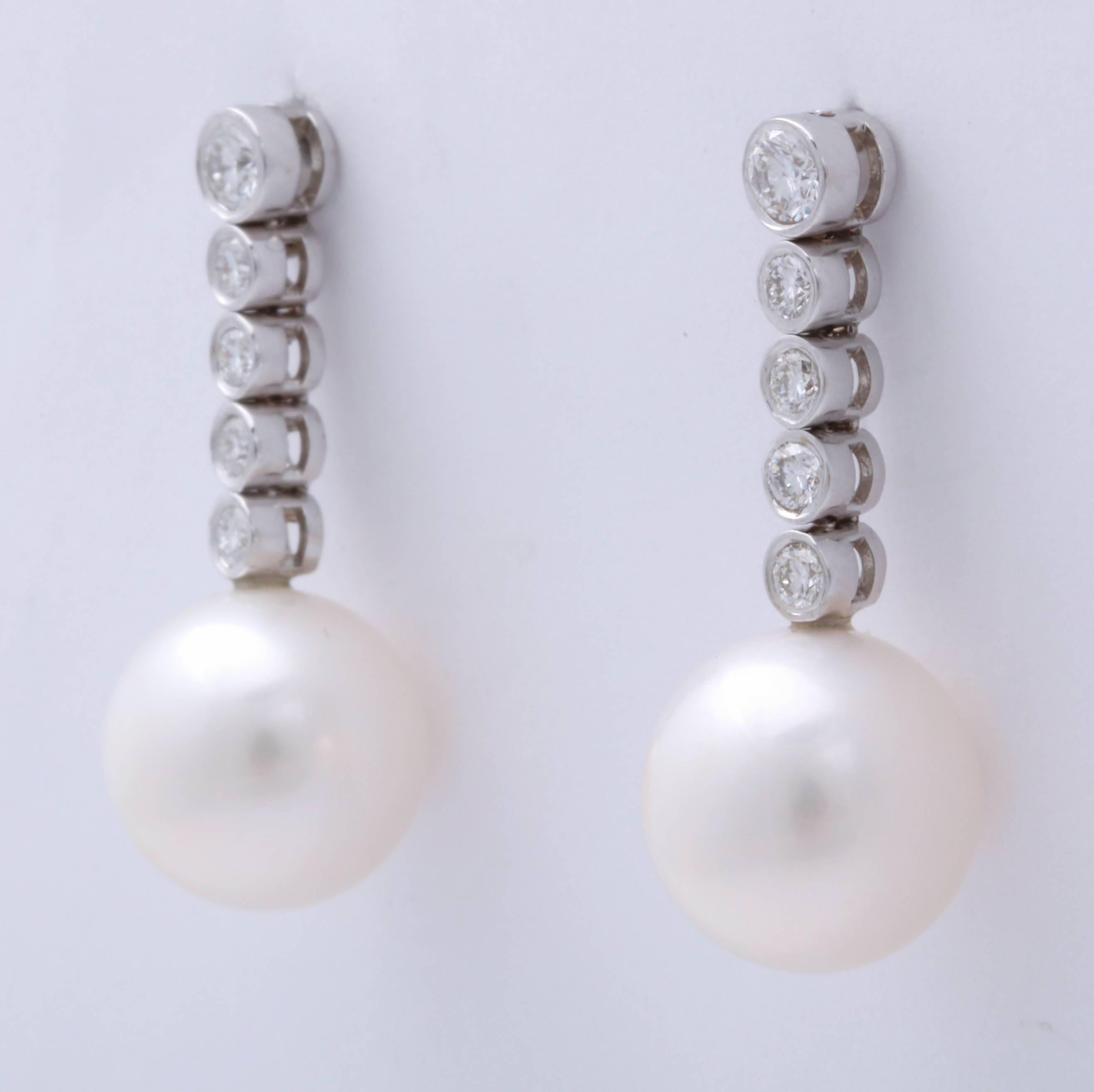 Pearl and Diamond Dangle Earrings 2