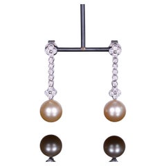 Pearl and Diamond Dangle Earrings