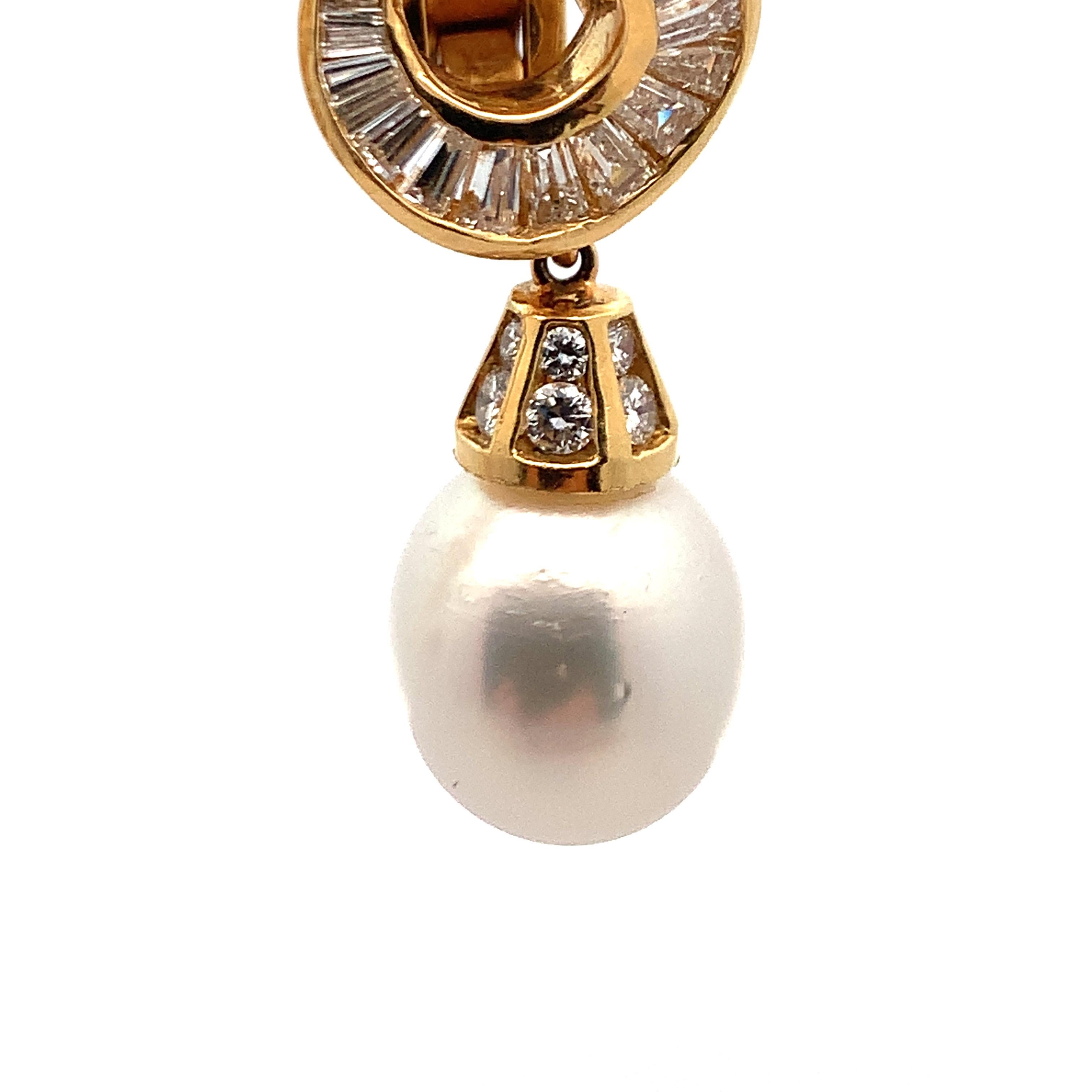 Perlen- und Diamant-Ohrringe für Tag und Nacht im Angebot 5