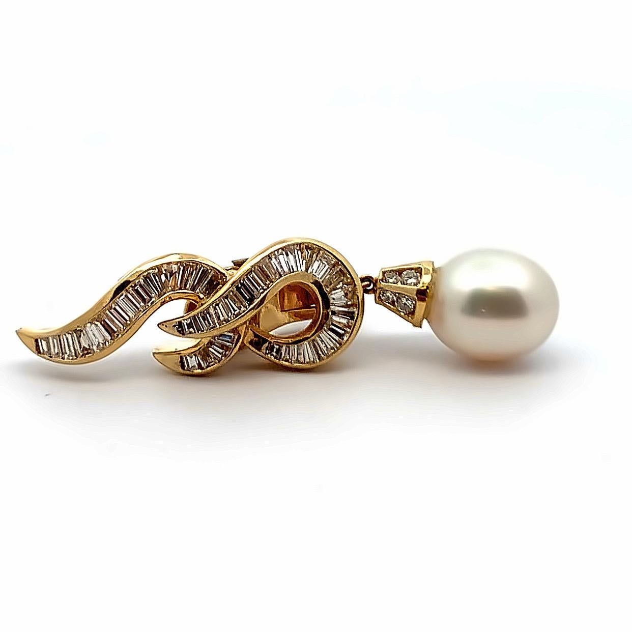 Perlen- und Diamant-Ohrringe für Tag und Nacht im Angebot 6