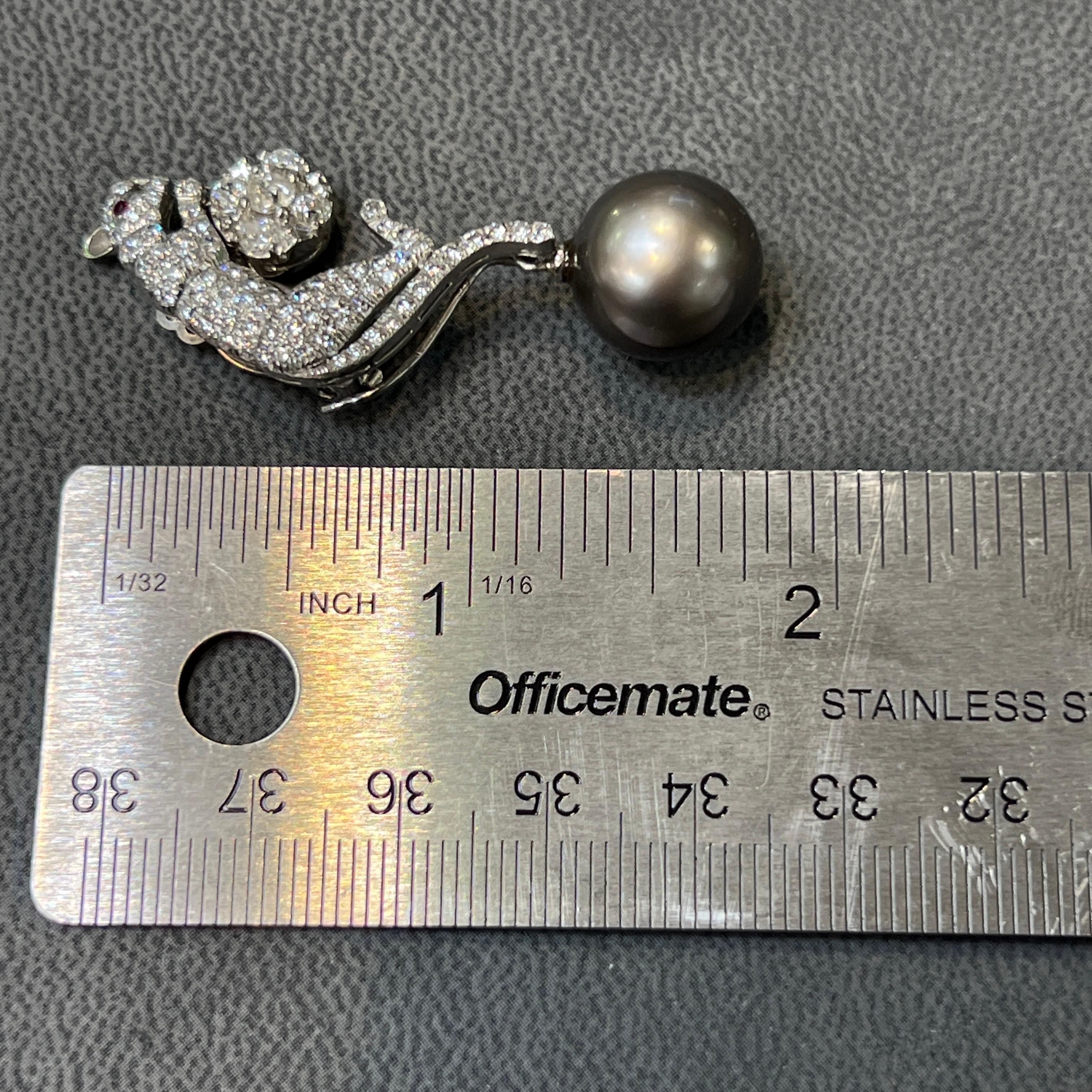 Orecchini giorno e notte con perle e diamanti in vendita 6