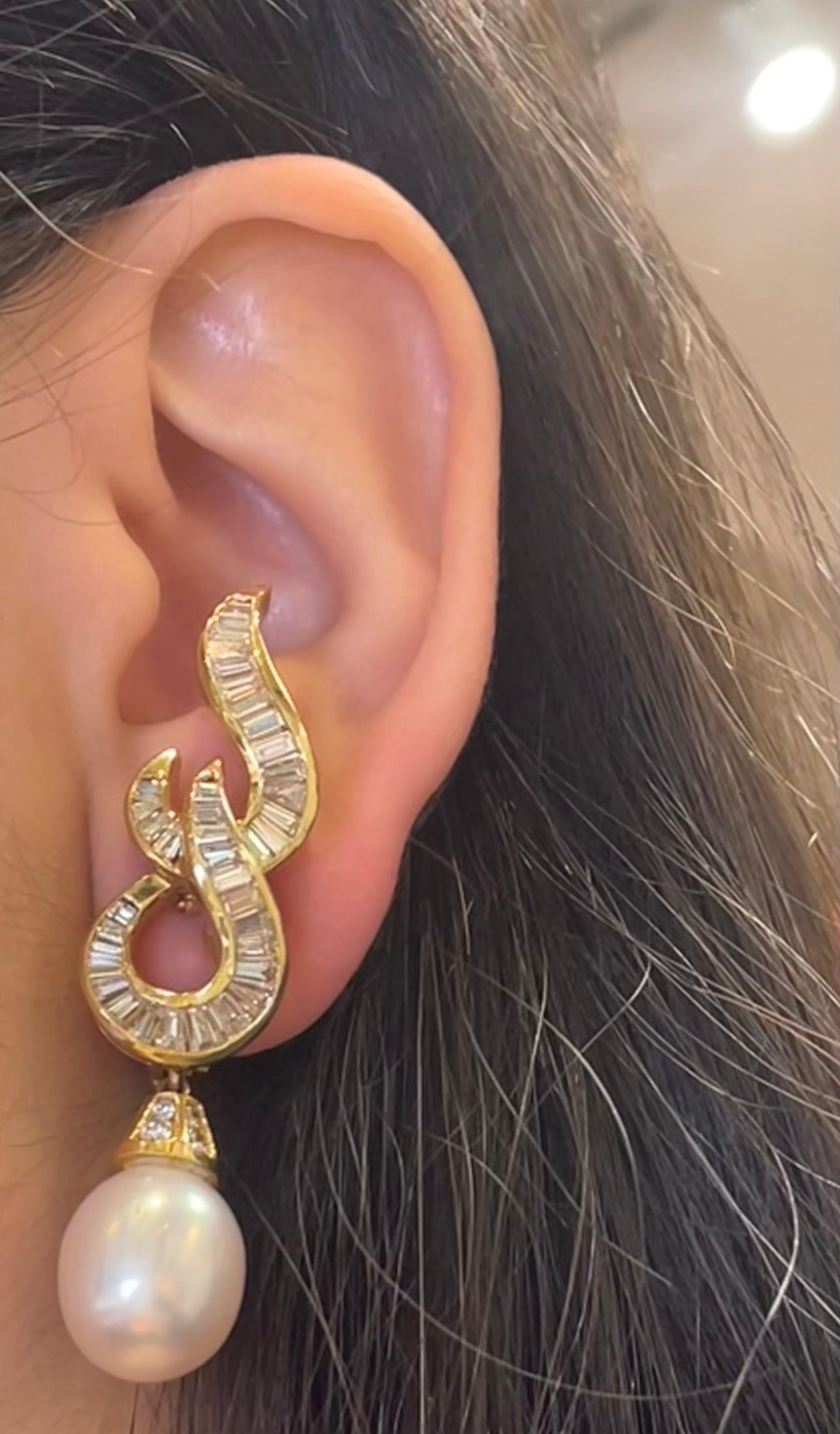 Perlen- und Diamant-Ohrringe für Tag und Nacht Damen im Angebot