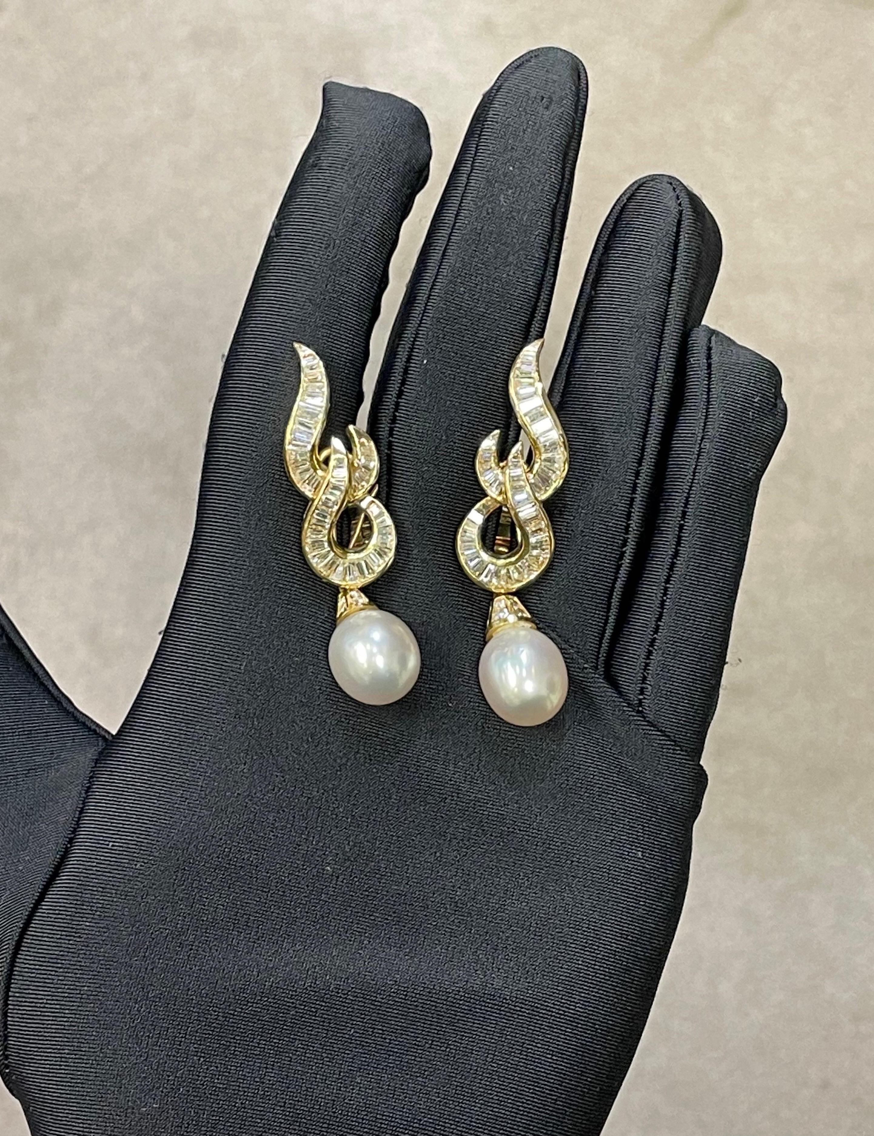 Pearl and Diamond Day and Night Earrings For Sale 1
