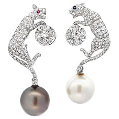 Pearl And Diamond Day And Night Earrings