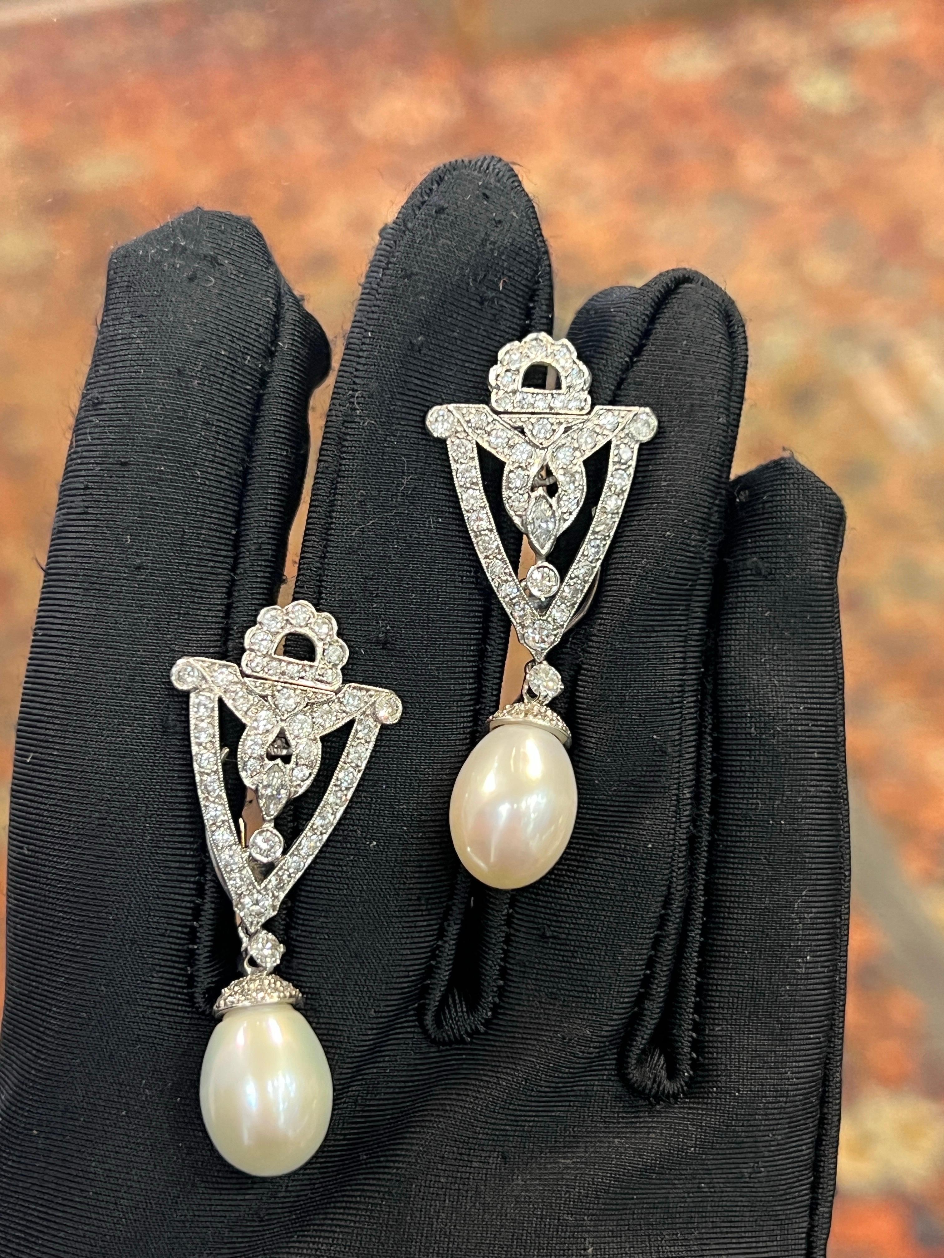 Orecchini giorno e notte con perle e diamanti In condizioni ottime in vendita a New York, NY