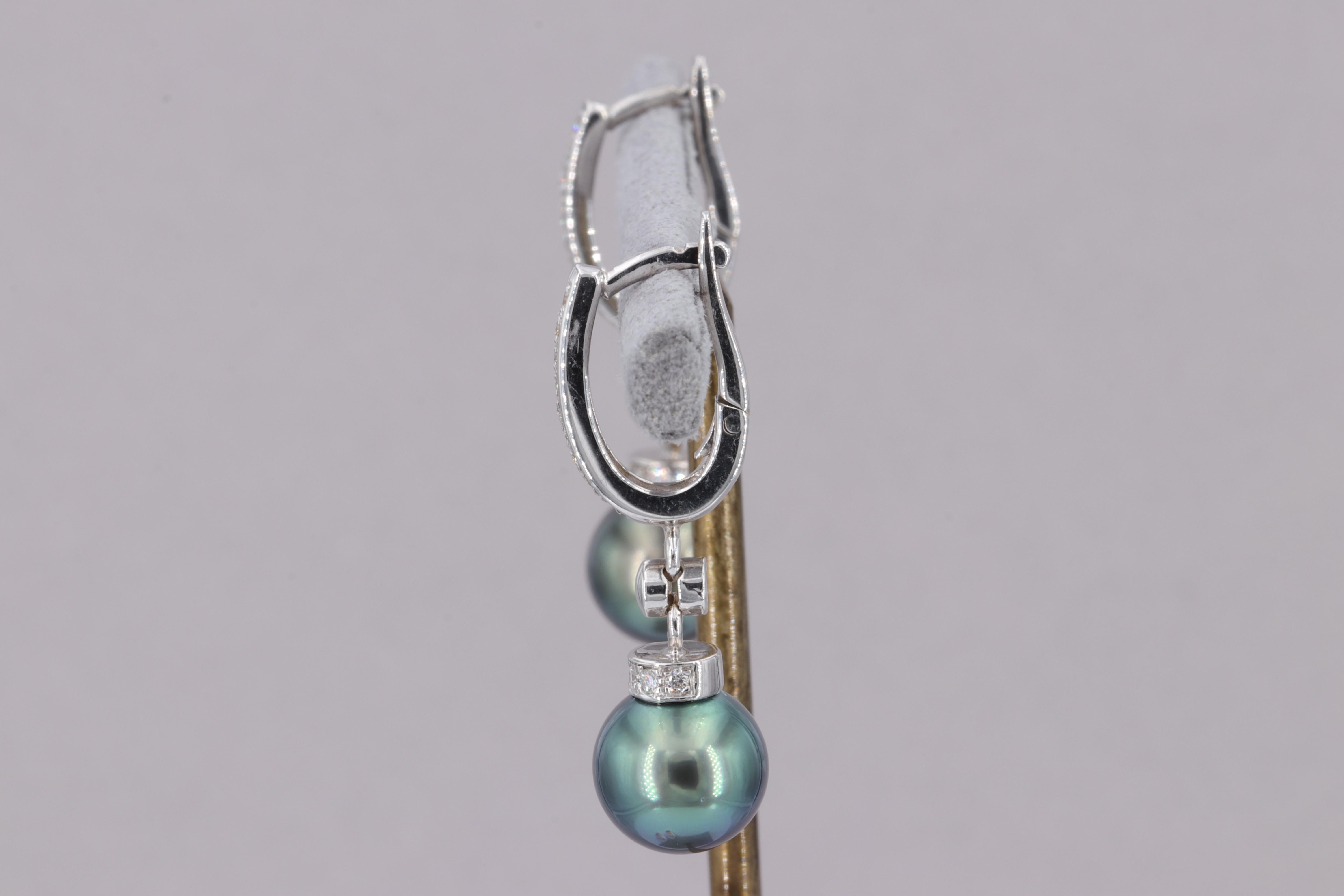 Pearl and Diamond Drop Earrings For Sale 1