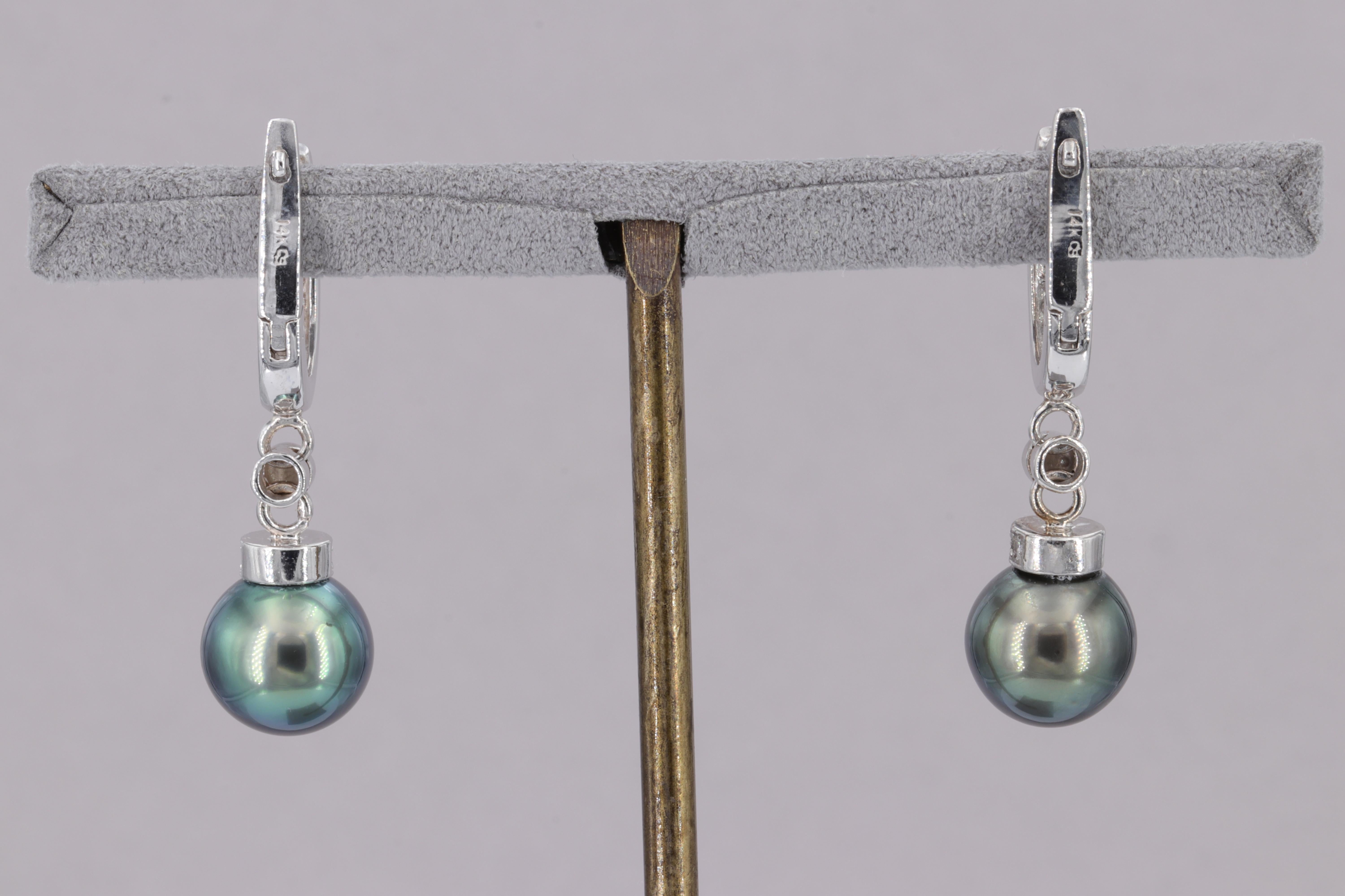 Pearl and Diamond Drop Earrings For Sale 2