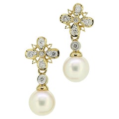 Pearl and Diamond Drop Earrings