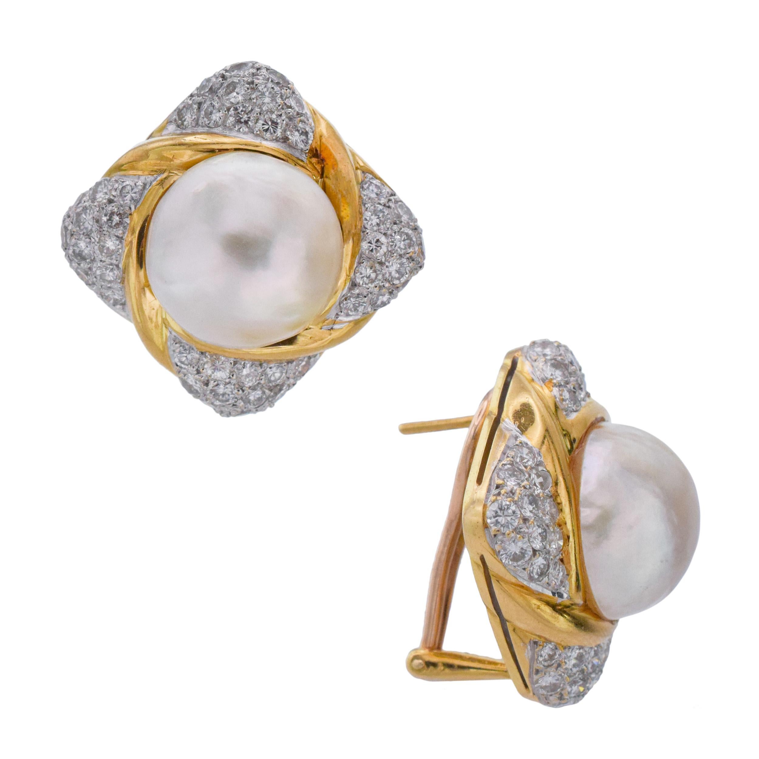 Donna Clip per orecchie con perle e diamanti in vendita