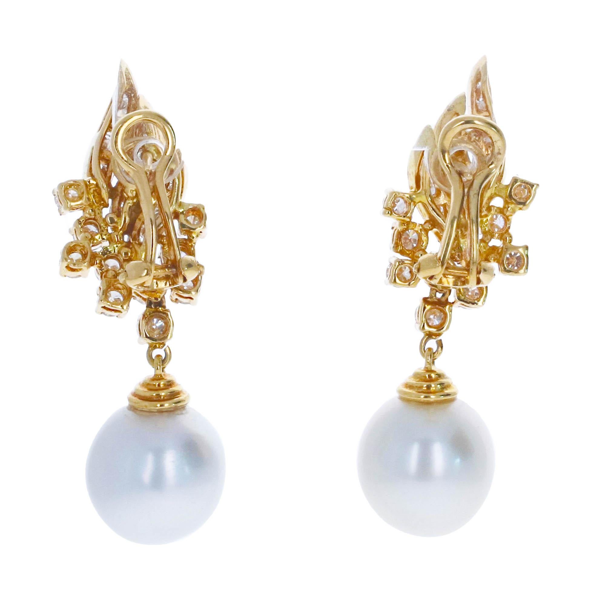 Retro Pearl and Diamond Earrings and Cocktail Ring Set For Sale
