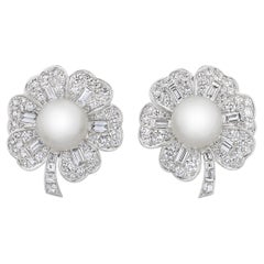 Vintage Pearl and Diamond Earrings by Raymond Yard