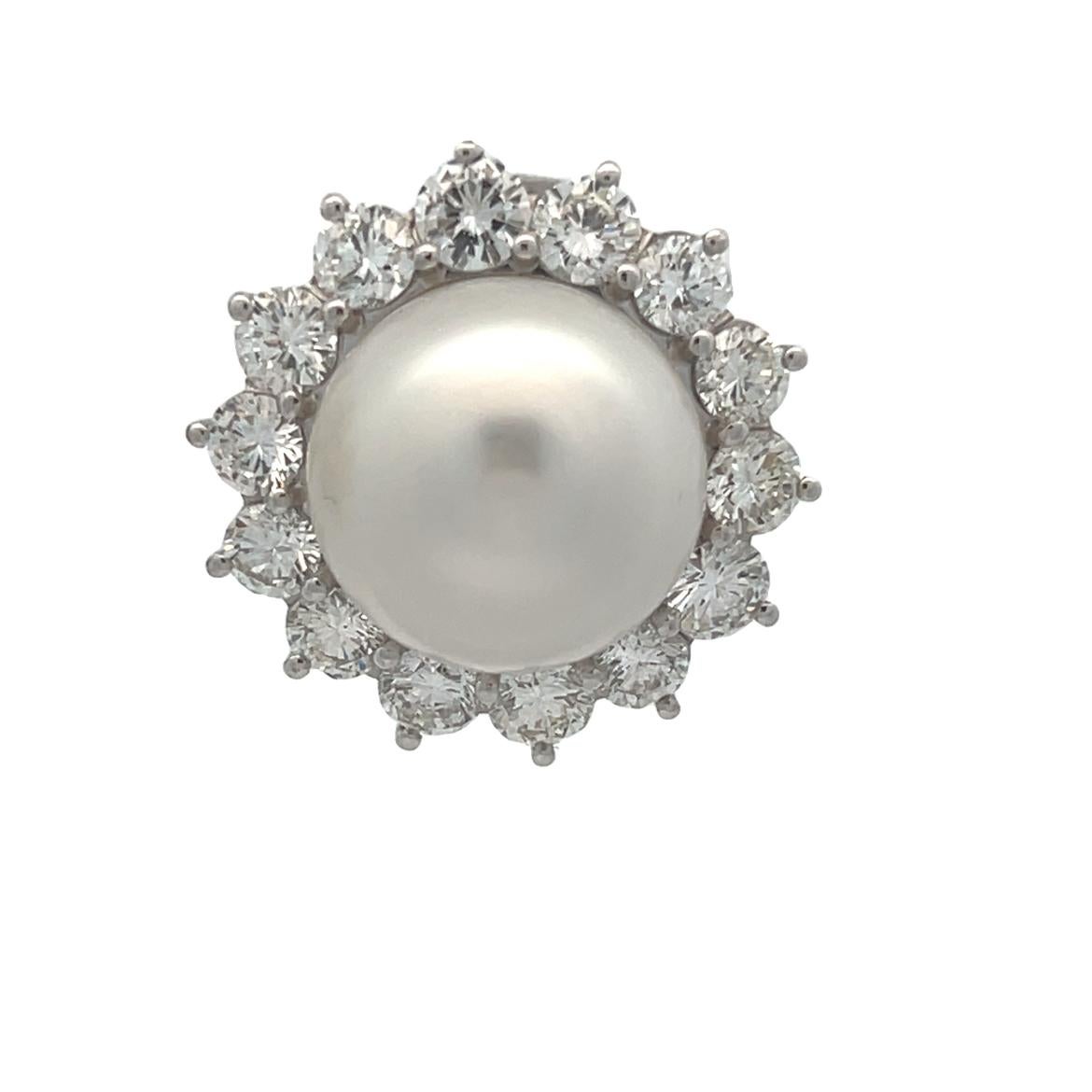 Pearl and Diamond Earrings For Sale 5
